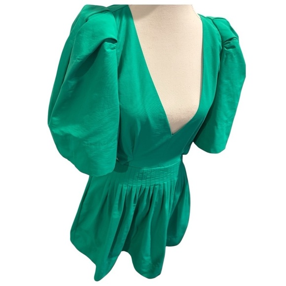 Banana Republic Flutter Flare Mini Dress Green Sz 6 Feminine Modern Cut Out - Picture 8 of 11